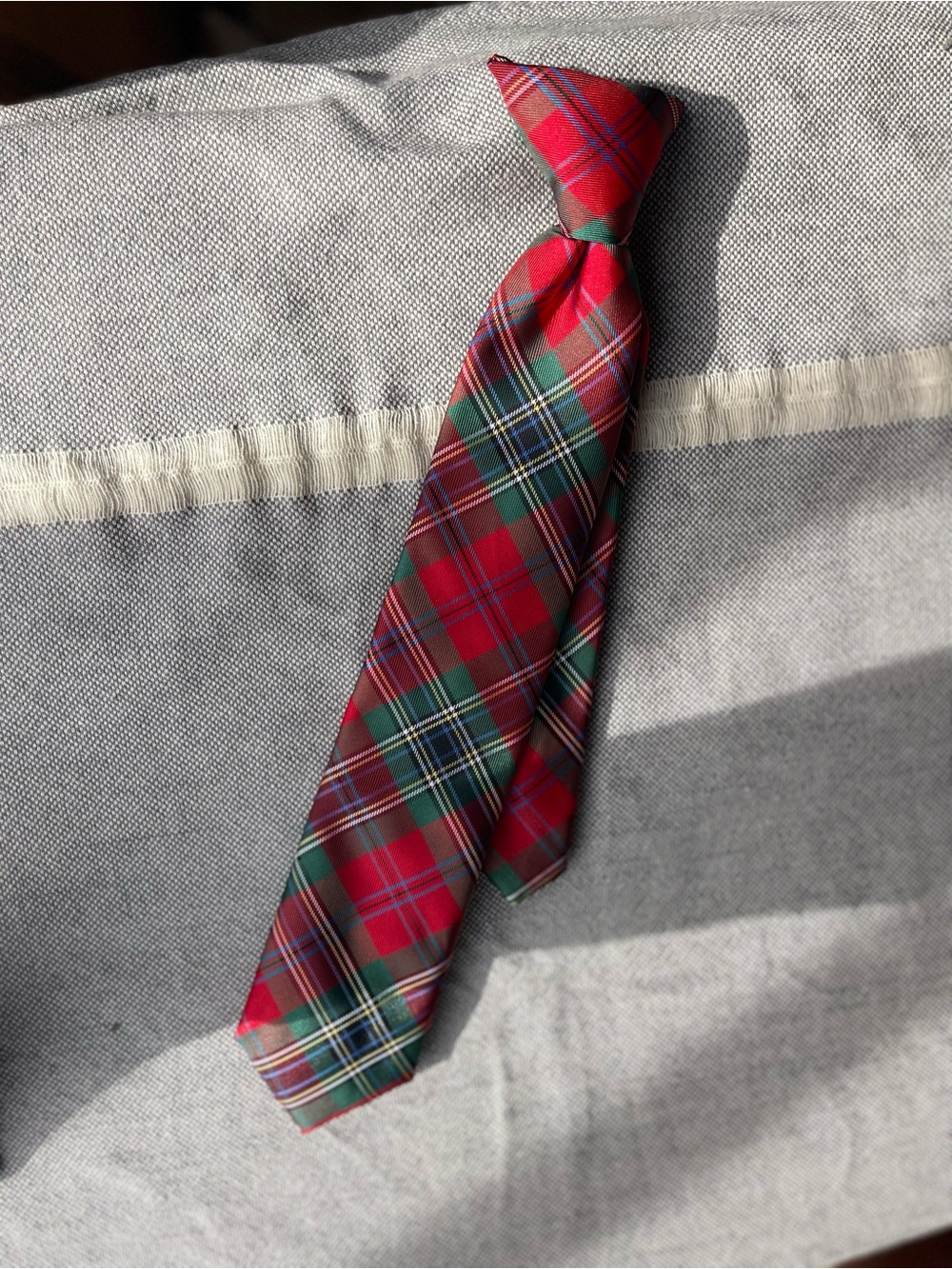 Kids Chaps Red Plaid Clip on Tie with Green and Navy Tartan